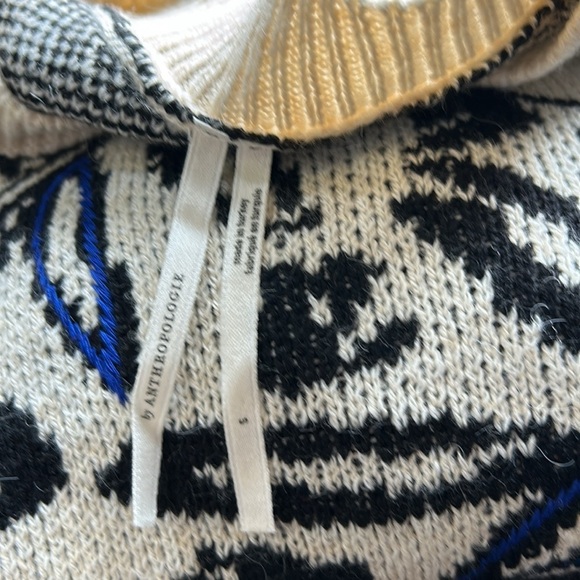 Anthropologie Floral Pop Embroidered Sweater BLUE MOTIF SZ S NEW - Picture 9 of 13